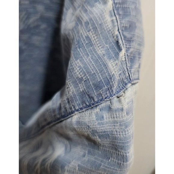 Tommy Bahama Hawaiian Floral Palm Tree Blue Button Shirt Silk Luau Camp Size XL - Picture 8 of 12